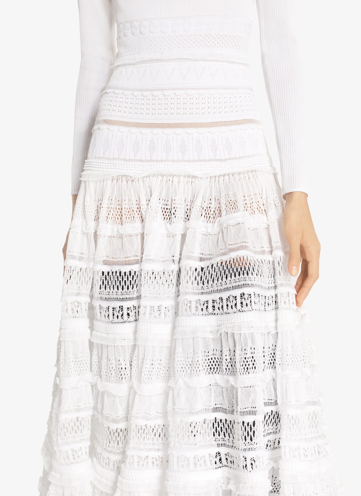 Long Shiny Crinoline dress ALAÏA OPTIC WHITE LONG SHINY CRINOLINE DRESS